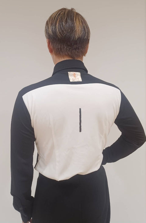 メンズ長袖シャツ ブラック×ホワイト