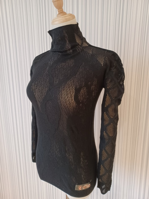 シームフリーニット 長袖ハイネック レオパード