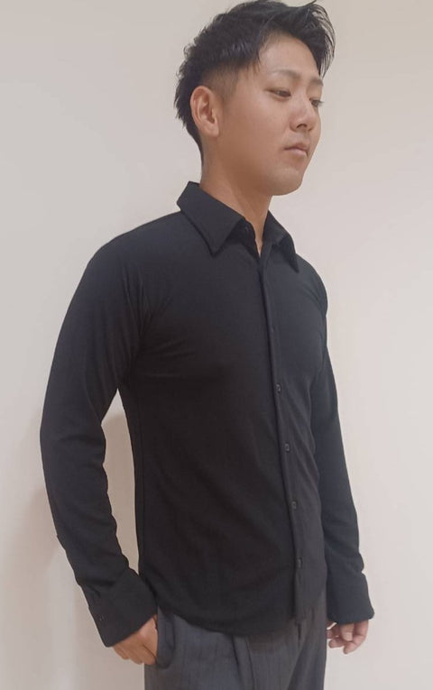 メンズ長袖シャツ ブラック×ブラック