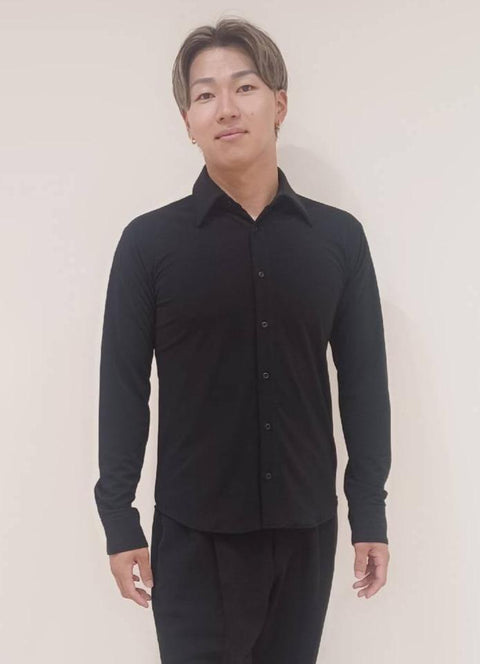 メンズ長袖シャツ ブラック×ホワイト