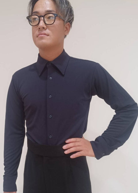 メンズ長袖シャツ ネイビー×ネイビー