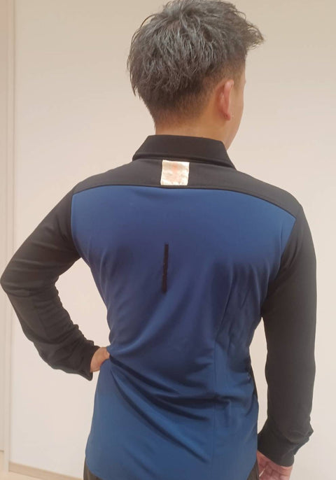 メンズ長袖シャツ ブラック×ブルー